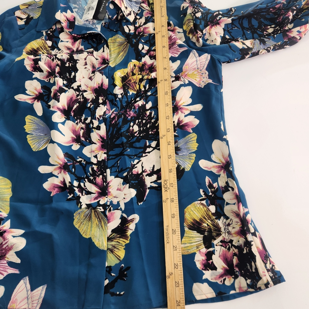 Natori Women's Top Shirt Size S Floral Button Up Long Sleeve Tea Color NWT 01 - Picture 9 of 16